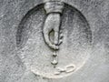 Nineteenth century tombstone detail hand and chain