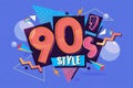 Nineties style vintage banner. 90s flyer, 90 sign Royalty Free Stock Photo