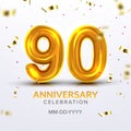 Ninetieth Anniversary Celebration Number Vector