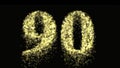 Ninety firework celebration number or gold neon celebration - video animation