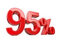 Ninety five red percent symbol. 95% percentage rate. Special off