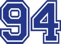 Ninety-four college number 94 Royalty Free Stock Photo