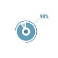 Ninety percent chart, 90 percent circle diagram, vector design