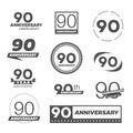 Ninety years anniversary celebration logotype. 90th anniversary logo collection.