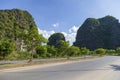 Ninh Binh, beautiful landscape of rice fields among the mountains, view from the top of the mountain, Tam Coc National Royalty Free Stock Photo