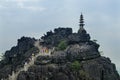 Buddhist temple of Hang Mua : 486 stone step up to the top of Ngoa Long mountain, at Ninh Binh P
