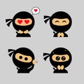 Four cute ninja face icons Royalty Free Stock Photo