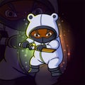 The ninja bear is holding the sword esport mascot design logo