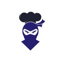 Ninja chef vector logo design template.