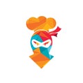 Ninja chef vector logo design template.