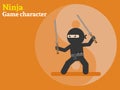 Ninja. 2D game character. Vector illustration Royalty Free Stock Photo