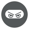 Ninja face icon. Eyes only expression. Assassin head covered in black