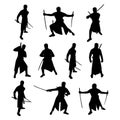 Ninja Fighters silhouette collection. Ninja character icon