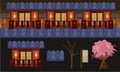 Ninja game background, 2D parallax side scrolling game assets