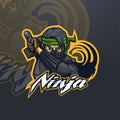 Ninja with a green bandana attacker esport or team logo