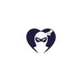 Ninja love vector logo design.