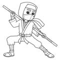 Ninja Holding a Staff Isolated Coloring Page