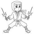 Ninja Holding a Twin Sai Isolated Coloring Page