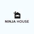 ninja house logo design vector illustration