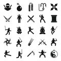 Ninja icons set, simple style