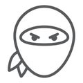 Ninja line icon, asian and character, samurai sign, vector graphics, a linear pattern on a white background.