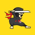 Ninja logo. a cute cartoon of feudal japan warrior