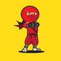 Ninja logo a cute cartoon Red ninja vector logo