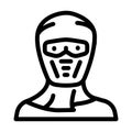 ninja mask face line icon vector illustration