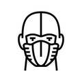 ninja mask face line icon vector illustration