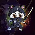 The ninja mouse is silent and holding the katana esport mascot design logo