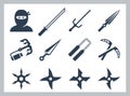 Ninja and ninja weapons icons