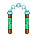 Ninja nunchaku weapon icon, cartoon style