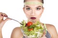 Ninja Portrait eating vegetables diet concept