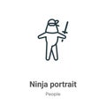 Ninja portrait outline vector icon. Thin line black ninja portrait icon, flat vector simple element illustration from editable