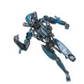 Ninja robot in fast run in a white background