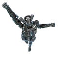 Ninja robot flying out in a white background