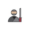 Ninja samurai with katana filled outline icon Royalty Free Stock Photo