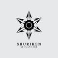 ninja shuriken black solid icon modern design, isolated on white background. flat style for graphic design template. suitable for