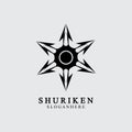 ninja shuriken black solid icon modern design, isolated on white background. flat style for graphic design template. suitable for Royalty Free Stock Photo