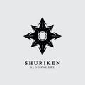 ninja shuriken black solid icon modern design, isolated on white background. flat style for graphic design template. suitable for