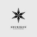 ninja shuriken black solid icon modern design, isolated on white background. flat style for graphic design template. suitable for