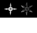 Ninja Star Shurikens on Black Background with Space, Clipping Pa