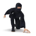 Ninja Taking Fighting Pose On White Background. 3D Illustration, isolated