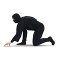 Ninja Taking Fighting Pose On White Background. 3D Illustration, isolated