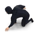 Ninja Taking Fighting Pose On White Background. 3D Illustration, isolated