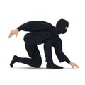 Ninja Taking Fighting Pose On White Background. 3D Illustration, isolated