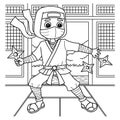 Ninja Throwing a Shuriken Coloring Page for Kids