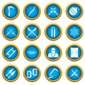 Ninja tools icons blue circle set