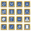 Ninja tools icons set blue