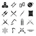 Ninja tools icons set, simple style